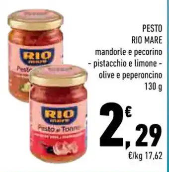 Conad PESTO RIO MARE mandorle e pecorino - pistacchio e limone - olive e peperoncino 130 g offerta