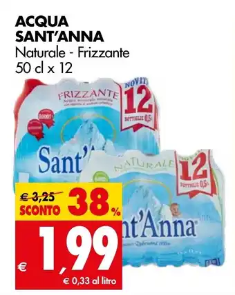 Tigros ACQUA SANT'ANNA Naturale - Frizzante 50 cl x 12 offerta