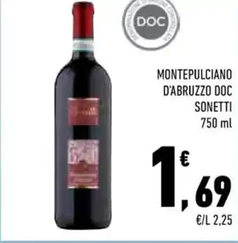 Conad MONTEPULCIANO D'ABRUZZO DOC SONETTI 750 ml offerta