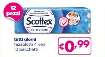 Acqua & Sapone Scottex Tutti Giorni Fazzoletti 4 Veli 12 Pacchetti offerta