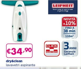 Acqua & Sapone LEIFHEIT Dry&Clean Blu, Bianco pulitore di finestra elettrico offerta