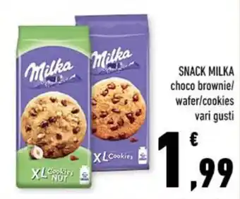 Conad SNACK MILKA choco brownie! wafer/cookies vari gusti offerta