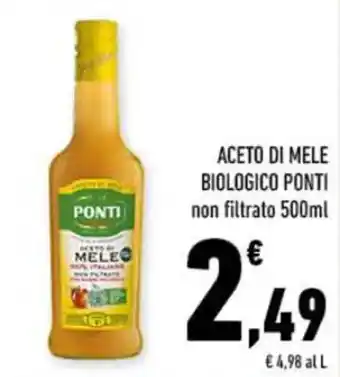 Conad ACETO DI MELE BIOLOGICO PONTI non filtrato 500ml offerta