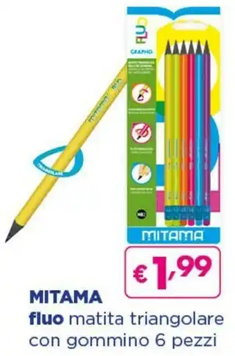 Acqua & Sapone Mitama Fluo Matita Triangolare Con Gommino 6 Pezzi offerta