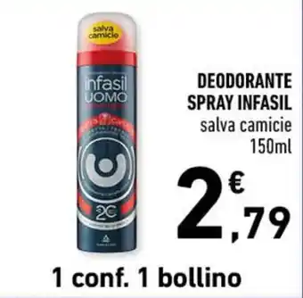 Conad DEODORANTE SPRAY INFASIL salva camicie 150ml offerta