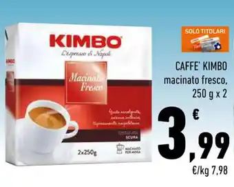 Conad CAFFE' KIMBO macinato fresco, 250 g x 2 offerta