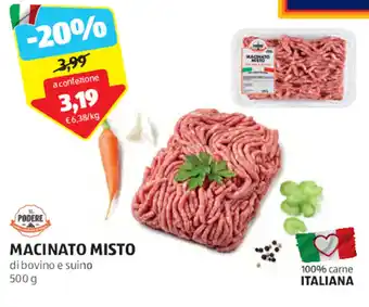 ALDI IL PODERE MACINATO MISTO di bovino e suino 500 g offerta