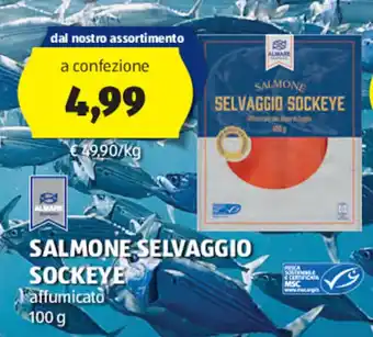 ALDI ALMARE SALMONE SELVAGGIO SOCKEYE 100 g offerta