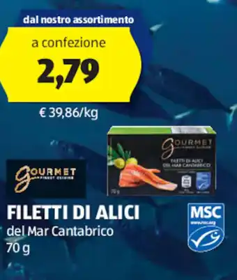 ALDI FILETTI DI ALICI del Mar Cantabrico 70 g offerta