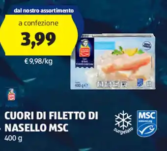 ALDI CUORI DI FILETTO DI NASELLO MSC 400 g offerta