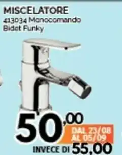 Miscelatore 413034 Manocomando Bidat Funky