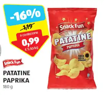 ALDI Snack Fun PATATINE PAPRIKA 180 g offerta
