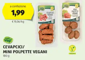 ALDI Just Veg! CEVAPCICI/ MINI POLPETTE VEGANI 180 g offerta
