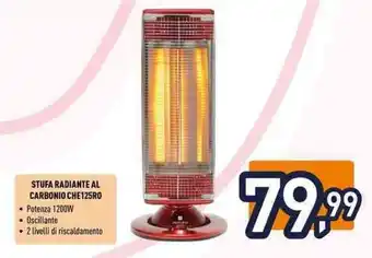 Unieuro Electroline STUFA RADIANTE AL CARBONIO CHE125RO offerta