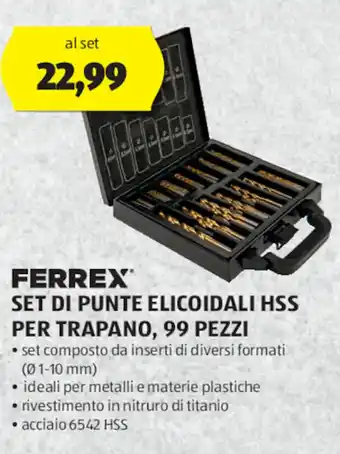 ALDI FERREX SET DI PUNTE ELICOIDALI HSS PER TRAPANO, 99 PEZZI offerta