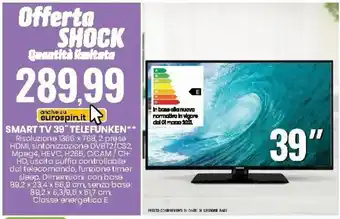 Eurospin Telefunken Smart TV 39" offerta