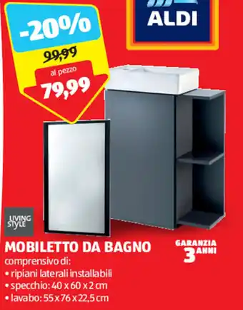 ALDI LIVING STYLE MOBILETTO DA BAGNO offerta