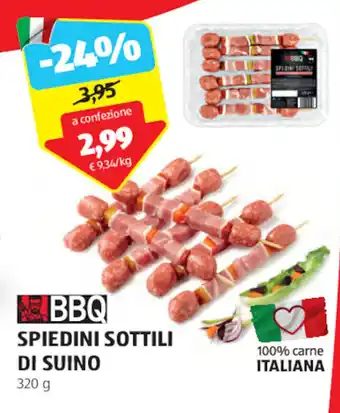 ALDI BBQ SPIEDINI SOTTILI DI SUINO 320 g offerta