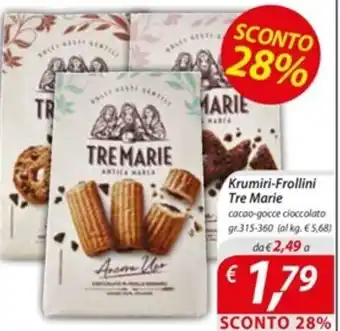 Krumiri-Frollini Tre Marie cacao-gocce cioccolato gr.315-360