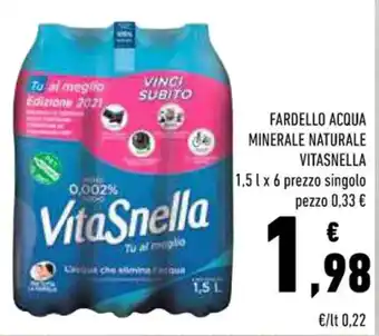 Conad FARDELLO ACQUA MINERALE NATURALE VITASNELLA 1,5 l x 6 offerta