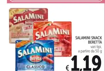 Spazio Conad Salamini Snack Beretta 50g offerta