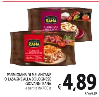 Spazio Conad Parmigiana Di Melanzane o Lasagne Alla Bolognese Giovanni Rana 700g offerta