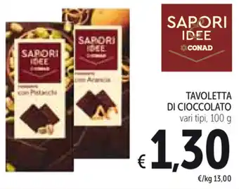 Spazio Conad Tavoletta Di Cioccolato 100g offerta