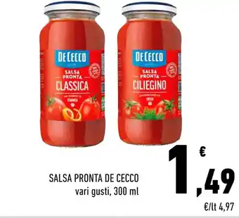 Conad SALSA PRONTA DE CECCO vari gusti, 300 ml offerta