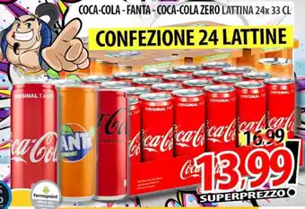 Il Genio Supermercato COCA-COLA-FANTA-COCA-COLA ZERO LATTINA 24x 33 CL offerta