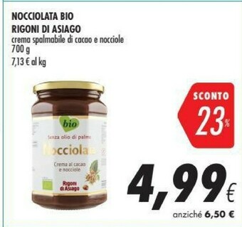 Coop Rigoni Di Asiago Nocciolata Crema Di Cacao E Nocciole Biologico 700 G(ml) offerta