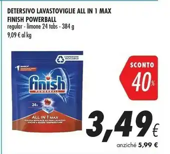 Coop Finish Detersivo Lavastoviglie All In 1 Max Powerball offerta