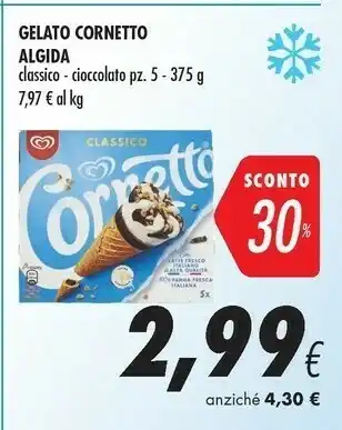 Coop Algida Cornetto Panna E Cioccolato 375 G(ml) offerta
