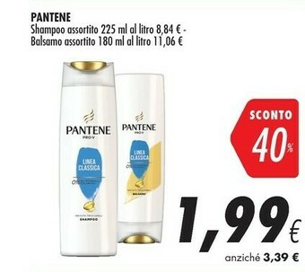 Coop Pantene Shampoo 225 Ml / Balsamo 180 Ml offerta
