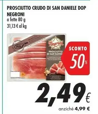 Coop Negroni Prosciutto Di San Daniele 80 G(ml) offerta