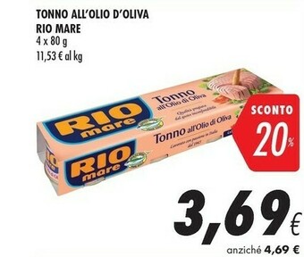 Coop Rio Mare Tonno All'Olio Di Oliva 80 G(ml) offerta