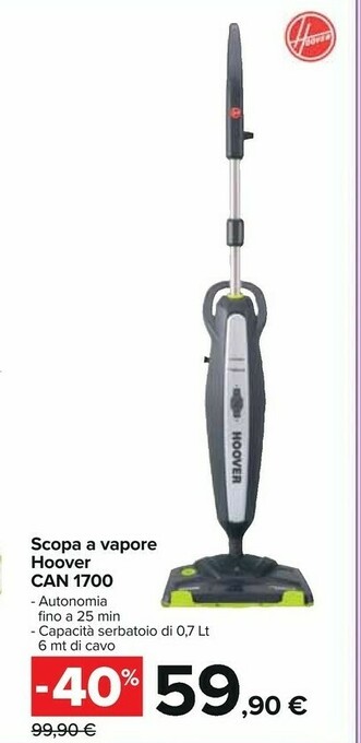 Carrefour Hoover Scopa A Vapore CAN 1700 offerta