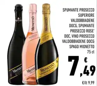 Conad SPUMANTE PROSECCO SUPERIORE VALDOBBIADENE DOCG, SPUMANTE PROSECCO ROSE' DOC, 75 cl offerta