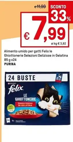 Iper La Grande Purina alimento umido per gatti felix le ghiottonerie selezioni deliziose in gelatina offerta