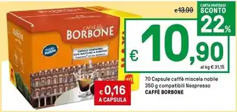 Iper La Grande Caffe borbone 70 capsule caffe miscela nobile compatibili nespresso offerta