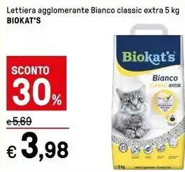 Iper La Grande Biokat's lettiera agglomerante bianco classic extra offerta