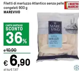 Iper La Grande Marevivo filetti di merluzzo atlantico seza pelle congelati offerta