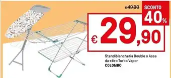 Iper La Grande Colombo stendibiancheria double o asse da stiro turbo vapor offerta