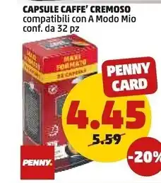 PENNY Capsule caffe' cremoso offerta
