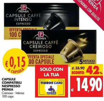 Tigros Primia Cialde caffè offerta
