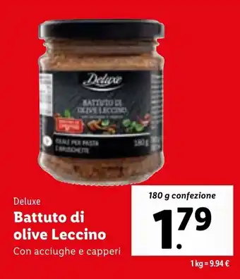 Lidl Deluxe Battuto di olive Leccino 180 g offerta