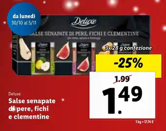 Lidl Deluxe Salse senapate di pere, fichi e clementine 3x 28 g offerta