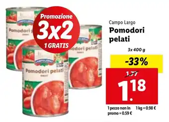 Lidl Campo Largo Pomodori pelati 3x 400 g offerta