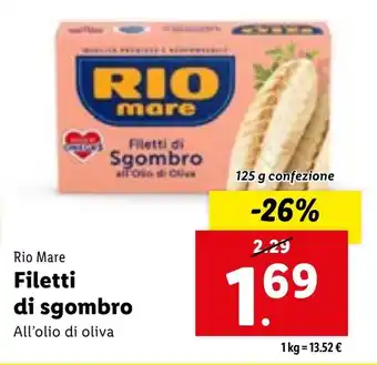 Lidl Rio Mare Filetti di sgombro 125 g offerta