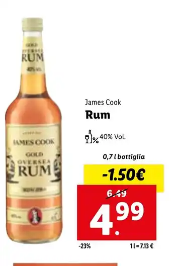Lidl James Cook Rum 0,7 l offerta