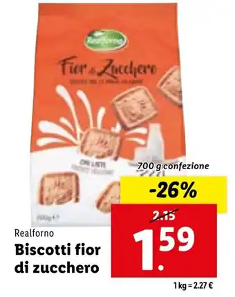Lidl Realforno Biscotti fior di zucchero 700 g offerta